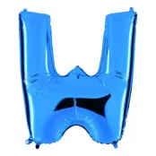 Bokstavsballong Blå Metallic - Bokstav W