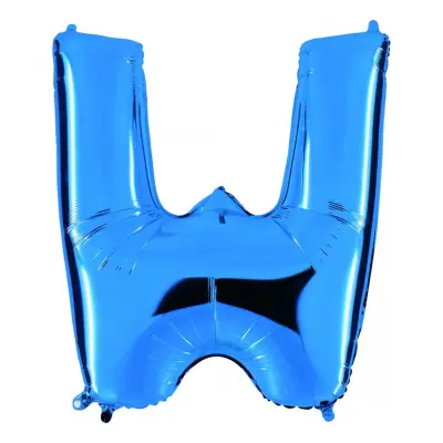 Bokstavsballong Blå Metallic - Bokstav W