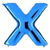 Bokstavsballong Blå Metallic - Bokstav X