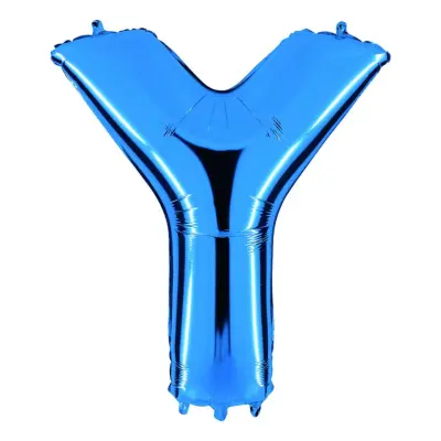 Bokstavsballong Blå Metallic - Bokstav Y