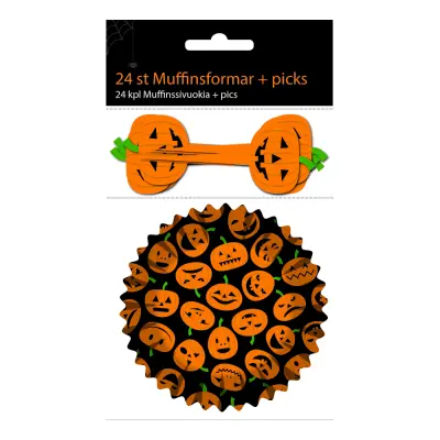 Muffinsformar Halloween med Picks - 24-pack