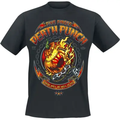 Five Finger Death Punch T-shirt - Burning Pumpkin Halloween - S 3XL - för Herr - svart