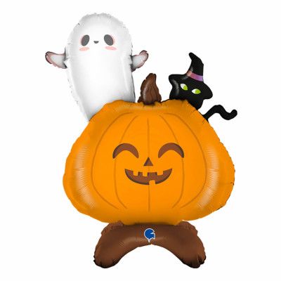 Folieballong Halloween Pumpa med Vänner - 101 cm