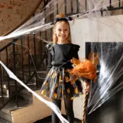 Halloween Svart Tyllkjol Med Pumpor 30cm