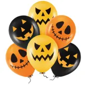 Halloweenballonger Mix Orange&Svart 6-pack