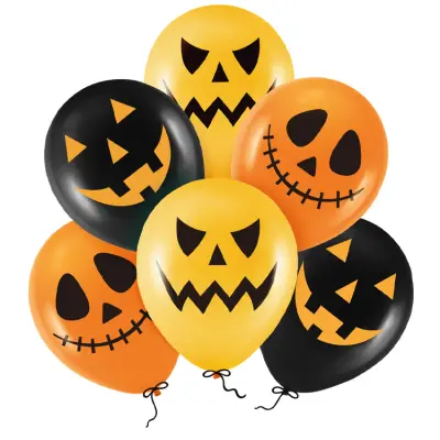 Halloweenballonger Mix Orange&Svart 6-pack