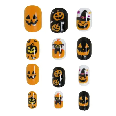 Lösnaglar Pumpa Halloween för Barn - 12-pack