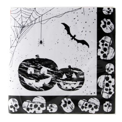 Servetter Halloween Svart/Vita