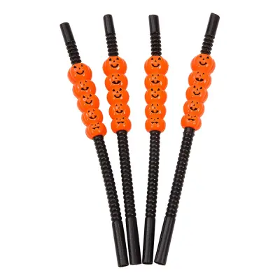 Sugrör Halloween med Pumpor - 4-pack