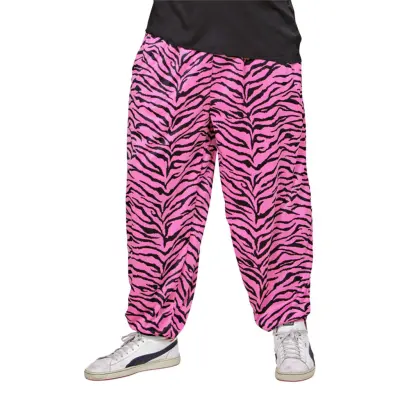 80-tals Baggy Byxor Zebra Rosa - XX-Large
