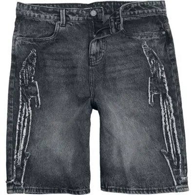 Favela Shorts - F PATCH BLACK WASHED DENIM JORTS - 30 38 - för Herr - svart