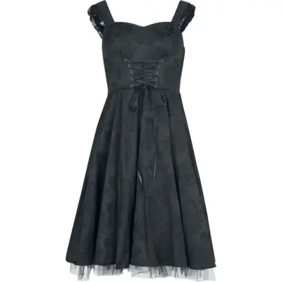 H&R London - Rockabilly Halvlång klänning - Black Orchid Swing dress - XS 4XL - för Dam - svart