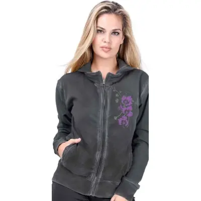 Outer Vision Luvjacka - Pink Orchid's Woman's Hoodie Zip Firenze Oil Dye - S XXL - för Dam - antracit