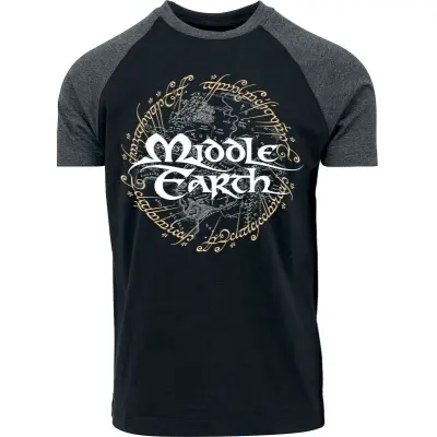 Sagan om Ringen T-shirt - Middle Earth - M XXL - för Herr - antracit/svart