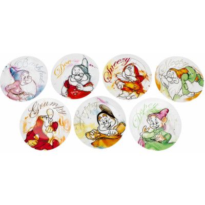 Snövit - Anime Tallrik - De 7 Dvärgarna - set med tallrikar - för None - flerfärgad