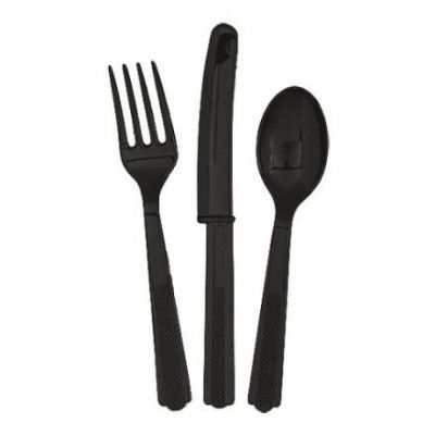 Bestick i Plast Svart