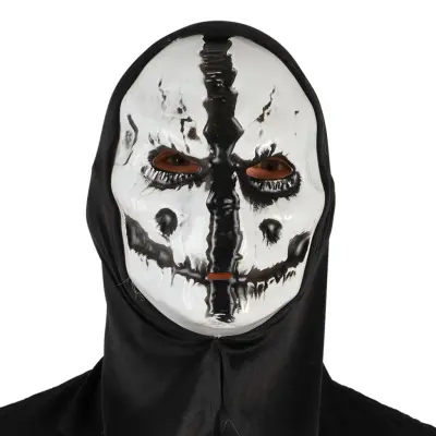 Demon Mask med Huva Svart/Vit - One size