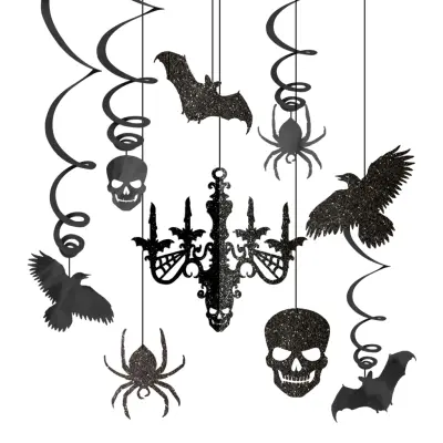 Halloween Hängande Dekorationer Glittriga
