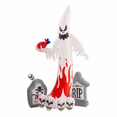 Uppblåsbart Spöke med Gravstenar LED