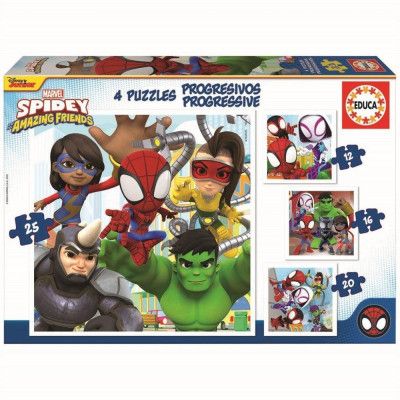 Educa Spidey and his Amazing Friends 4-pack Pussel 12-16-20-25 bitar 19295 - Spiderman -  Leksaksaffären