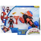 Spidey Amazing Friends Fordon med figur Miles"Spin"Morales - Spidey and His Amazing Friends -  Leksaksaffären
