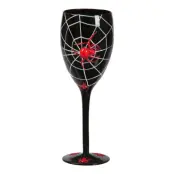 Vinglas Svart med Spindel