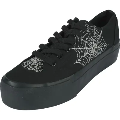 Gothicana by EMP - Gothic Sneakers - Lågskurna platåsneakers med spindelnätsbrodyr - EU37 EU41 - för Dam - svart