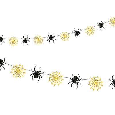 Halloween Girlang Spindlar&Spindelnät Guld&Svart 220cm