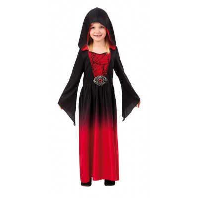 Maskeraddtäkt Röd klänning med huva : Storlek - 140