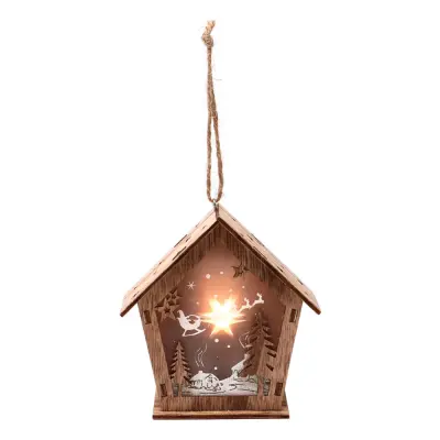 Julhänge Trähus med LED