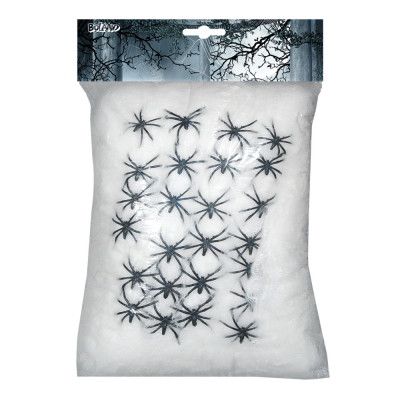 Spindelnät Vitt med Spindlar - 500 gram