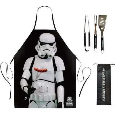 Original Stormtrooper Grill-set - BBQ Set (Grillzange, Grillgabel, Wender und Schürze inkl. Tragetasche) - för None - flerfärgad