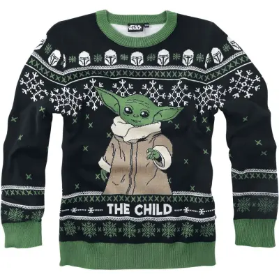 Star Wars - Anime Stickad jumper - Barn - The Mandalorian - Grogu - 128 - för barn - svart