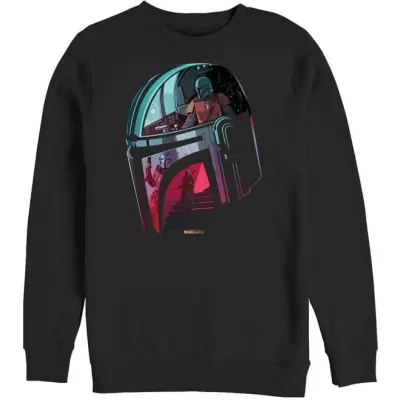 Star Wars - Disney Sweatshirt - The Mandalorian - Helmet Explanation - S 3XL - för Herr - svart