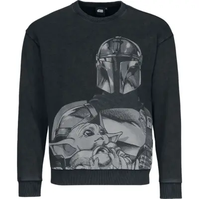 Star Wars - Disney Sweatshirt - The Mandalorian - Mando - Grogu - S XXL - för Herr - svart