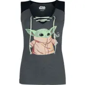 Star Wars Topp - Baby Grogu - S XXL - för Dam - gråmelerad/svart