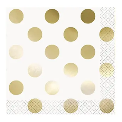 Kaffeservetter Guld/Vit Prickiga - 16-pack