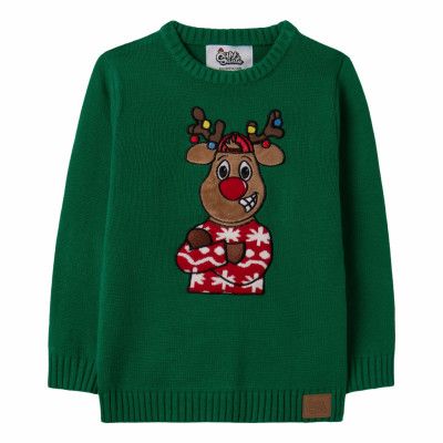 Grön Ren Jultröja för Barn - 12-14 år (160/170)