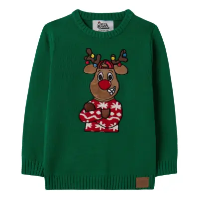 Grön Ren Jultröja för Barn - 6-8 år (122/128)