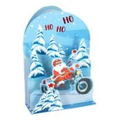 Julkort Pop-Up Tomte på Motorcykel