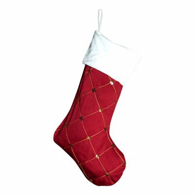 Julstrumpa med Gulddetaljer - Rutig