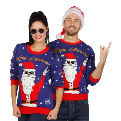 Jultröja Rocking Santa Merry Christmas - Small