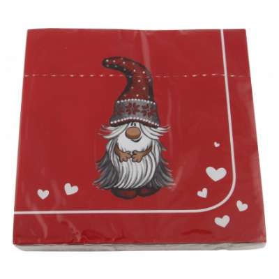 Kaffeservetter Tomte Röda - 20-pack