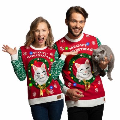 Meowy Christmas LED Jultröja - Small