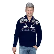 Ren Blå Jultröja med Zip - Large