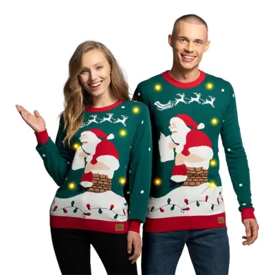 Tomte på Skorsten LED Jultröja - Small