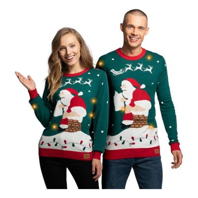 Tomte på Skorsten LED Jultröja - XX-Large