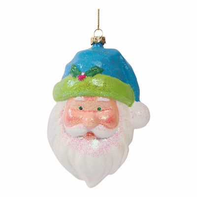 Tomteansikte med Blå Luva Julgranskula