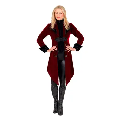 Gotisk Vinröd Kappa i Sammet Dam - Medium