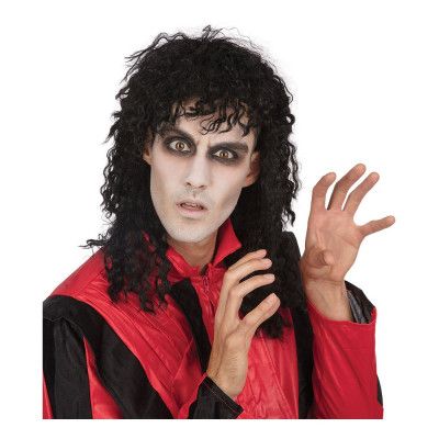 Peruk Svart Lockig - One size